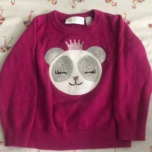 The Childrens Place Fuchsia Sweater with Sequins Panda size 12-18mos